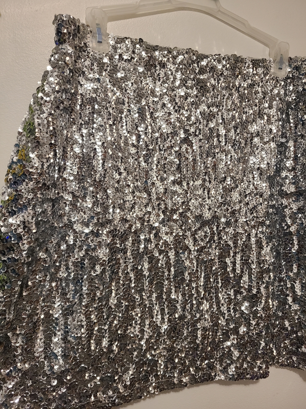Silver Sequin Mini Skirt - Sparkling Party Skirt - Picture 2 of 3